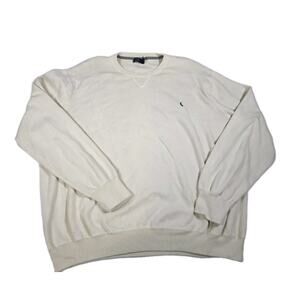 Vintage Style Polo Ralph Lauren White Crew Neck Sweater Men's Size 4XLT